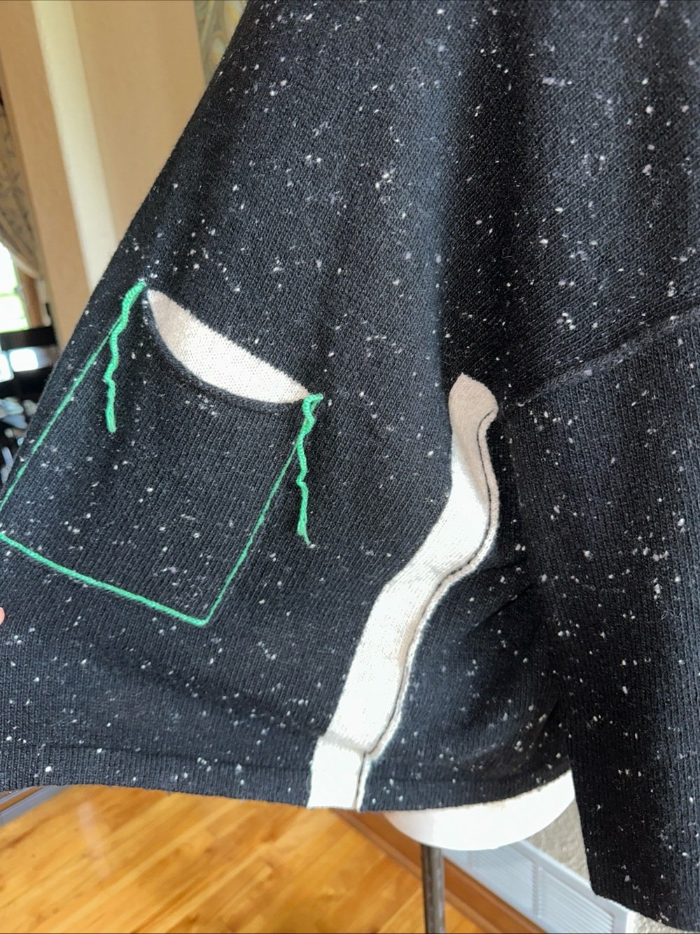 Zaket & Plover Lambswool Sweater XL Black Speckled Oversized Pocket Tunic - Picture 2 of 8